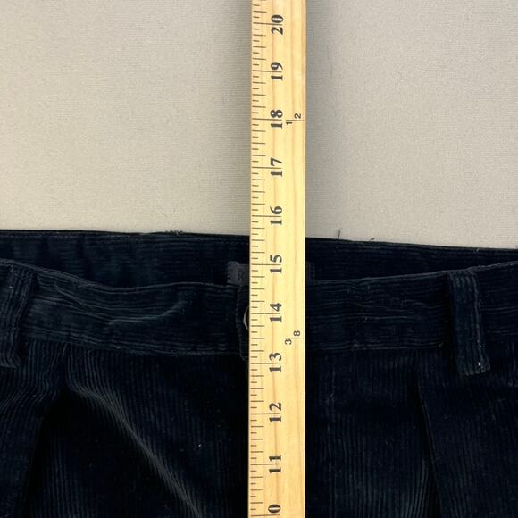 R.Swiader Pants Corduroy Mens 34 Black Trousers Pleated Straight Leg Button Fly - Picture 11 of 12